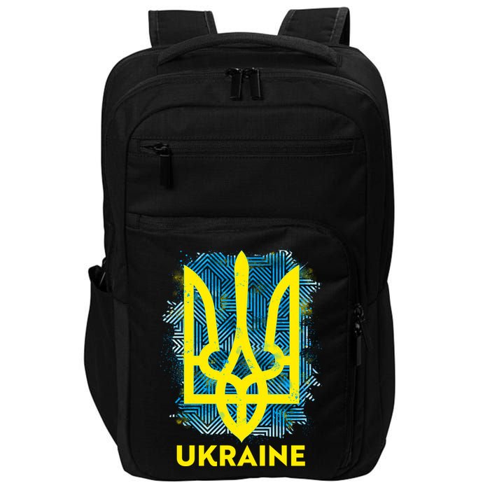 Painted Distressed Pattern Ukraine Coat Of Arms Flag Impact Tech Backpack