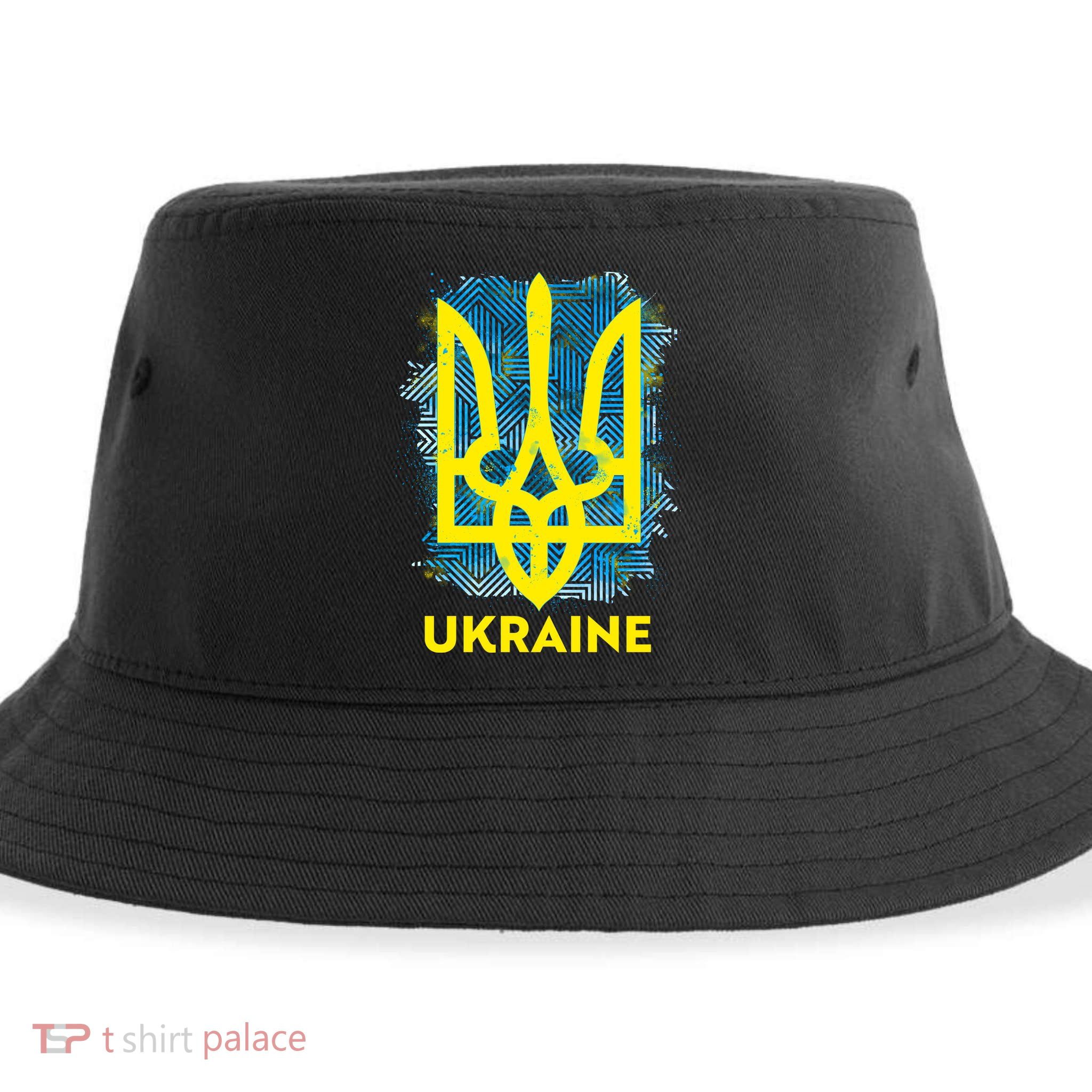 Painted Distressed Pattern Ukraine Coat Of Arms Flag Sustainable Bucket Hat
