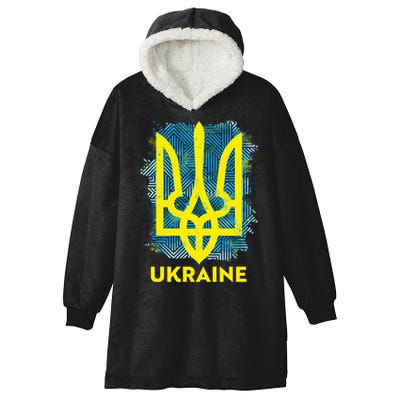 Painted Distressed Pattern Ukraine Coat Of Arms Flag Hooded Wearable Blanket