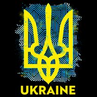 Painted Distressed Pattern Ukraine Coat Of Arms Flag Button