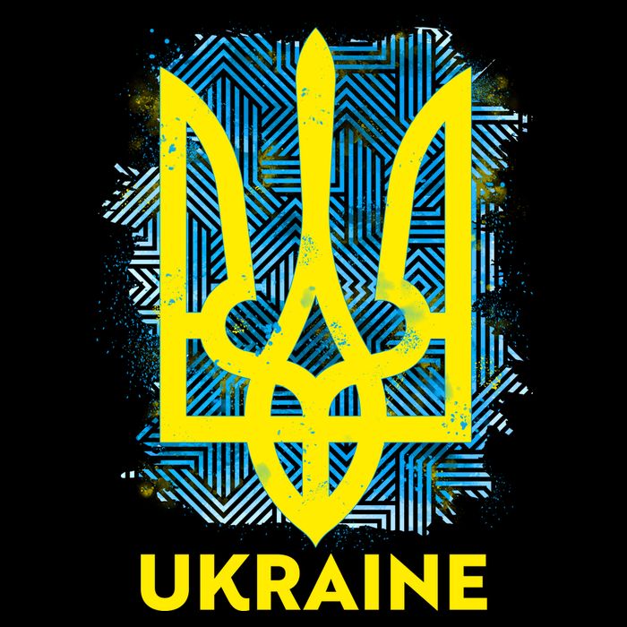 Painted Distressed Pattern Ukraine Coat Of Arms Flag Button
