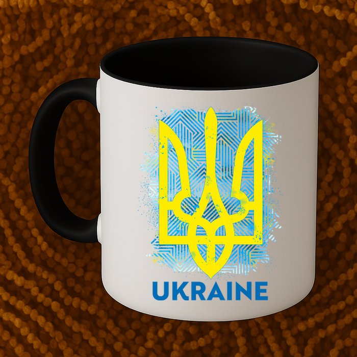 Painted Distressed Pattern Ukraine Coat Of Arms Flag Mug