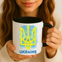 Painted Distressed Pattern Ukraine Coat Of Arms Flag Mug