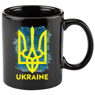 Painted Distressed Pattern Ukraine Coat Of Arms Flag 11oz C Handle Ceramic Mug