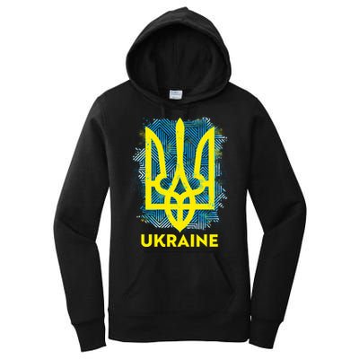 Painted Distressed Pattern Ukraine Coat Of Arms Flag Women's Pullover Hoodie