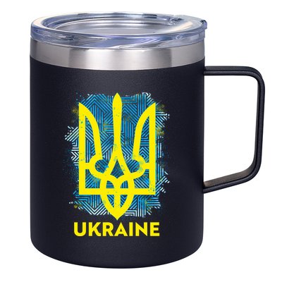 Painted Distressed Pattern Ukraine Coat Of Arms Flag 12oz Stainless Steel Coffee Mug