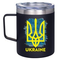 Painted Distressed Pattern Ukraine Coat Of Arms Flag 12oz Stainless Steel Coffee Mug