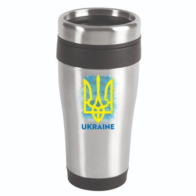 Painted Distressed Pattern Ukraine Coat Of Arms Flag 16oz Travel Tumbler
