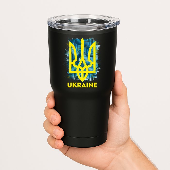 Painted Distressed Pattern Ukraine Coat Of Arms Flag Tumbler