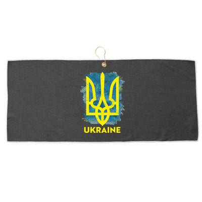 Painted Distressed Pattern Ukraine Coat Of Arms Flag Large Microfiber Waffle Golf Towel