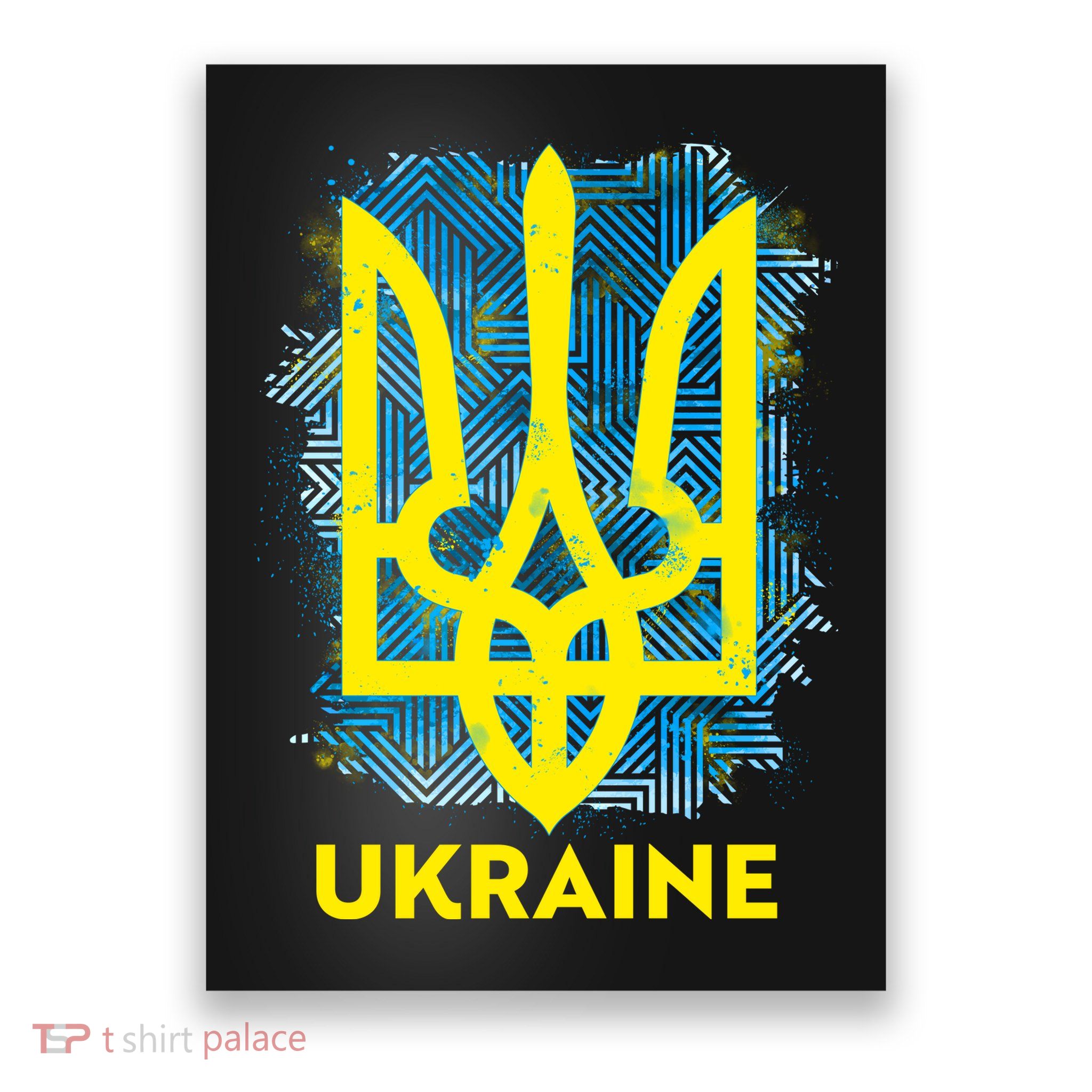 Painted Distressed Pattern Ukraine Coat Of Arms Flag Poster