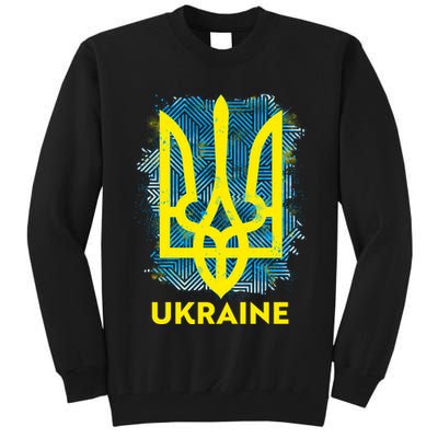 Painted Distressed Pattern Ukraine Coat Of Arms Flag Tall Sweatshirt