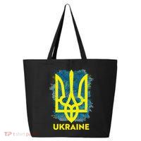 Painted Distressed Pattern Ukraine Coat Of Arms Flag 25L Jumbo Tote