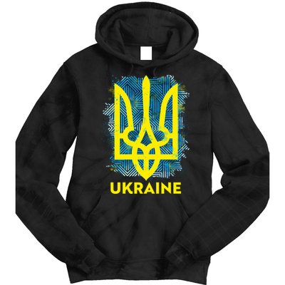 Painted Distressed Pattern Ukraine Coat Of Arms Flag Tie Dye Hoodie