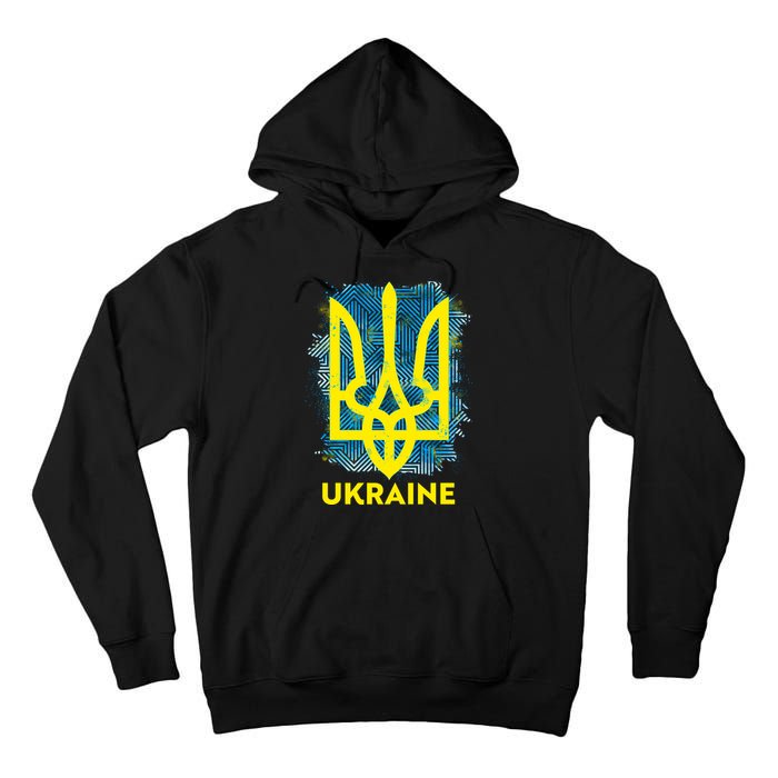 Painted Distressed Pattern Ukraine Coat Of Arms Flag Tall Hoodie
