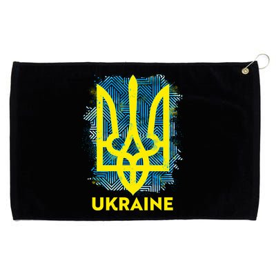 Painted Distressed Pattern Ukraine Coat Of Arms Flag Grommeted Golf Towel