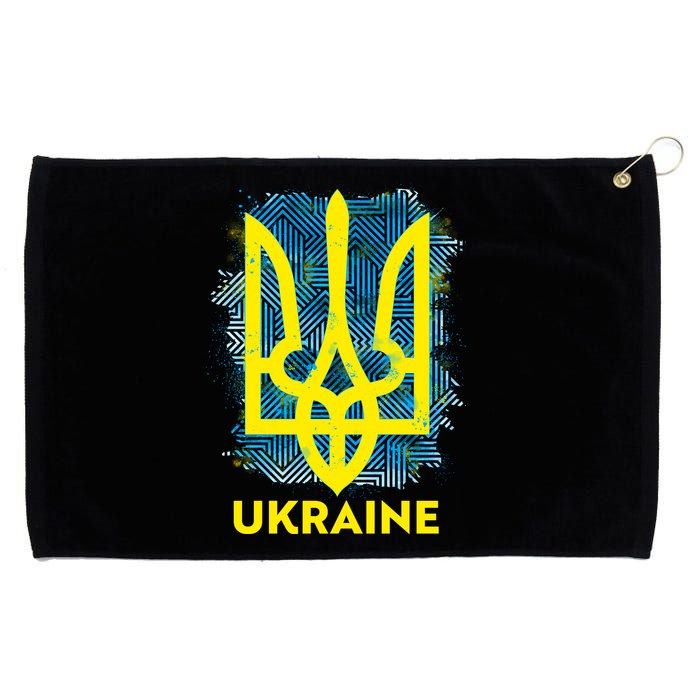Painted Distressed Pattern Ukraine Coat Of Arms Flag Grommeted Golf Towel