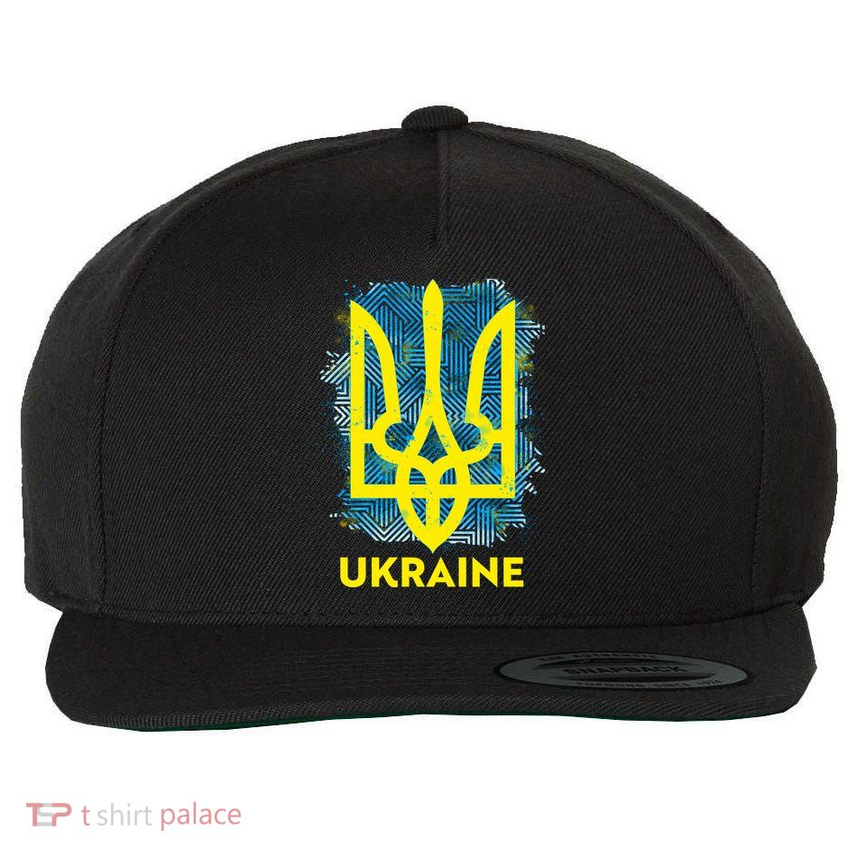 Painted Distressed Pattern Ukraine Coat Of Arms Flag Wool Snapback Cap
