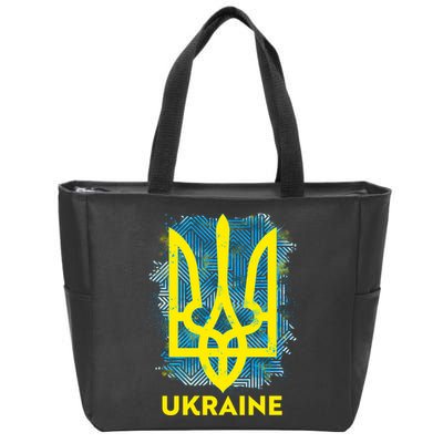 Painted Distressed Pattern Ukraine Coat Of Arms Flag Zip Tote Bag