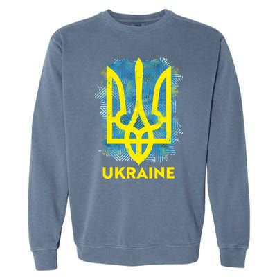 Painted Distressed Pattern Ukraine Coat Of Arms Flag Garment-Dyed Sweatshirt