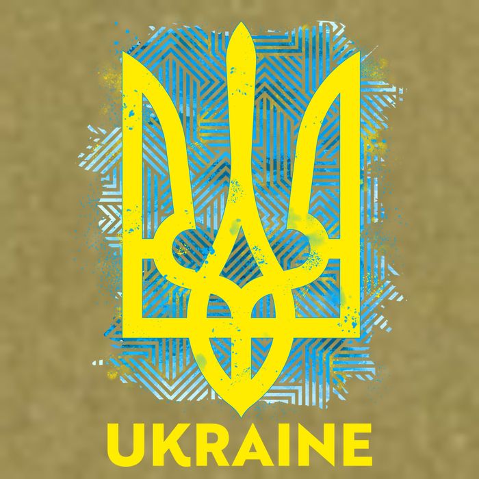 Painted Distressed Pattern Ukraine Coat Of Arms Flag Garment-Dyed Women's Muscle Tee