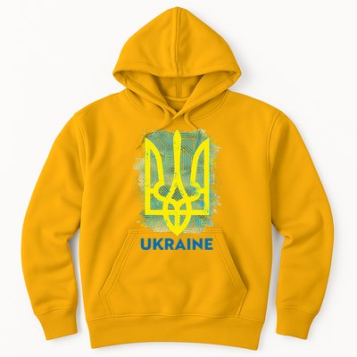 Painted Distressed Pattern Ukraine Coat Of Arms Flag Hoodie
