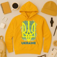 Painted Distressed Pattern Ukraine Coat Of Arms Flag Hoodie