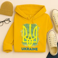 Painted Distressed Pattern Ukraine Coat Of Arms Flag Hoodie