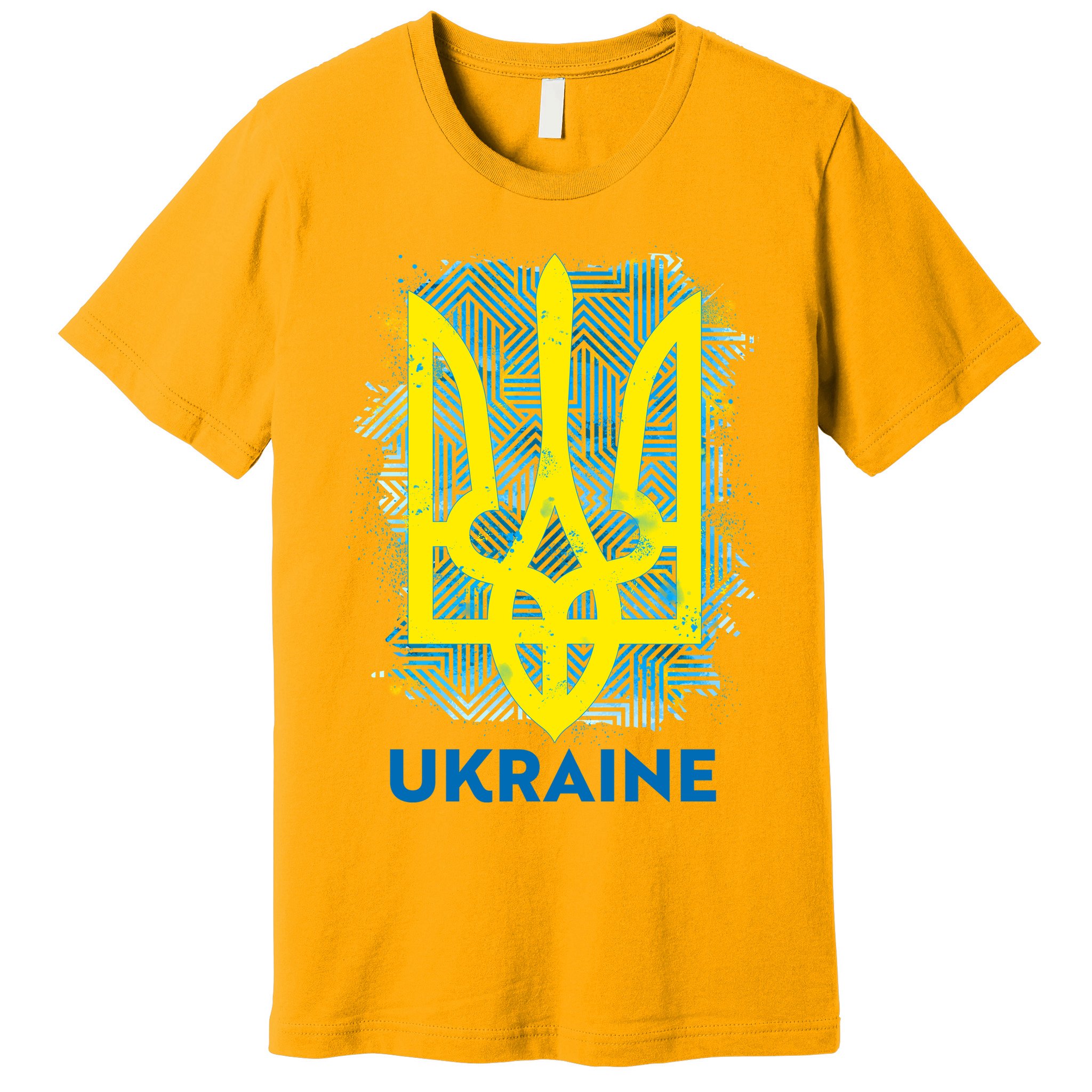 Painted Distressed Pattern Ukraine Coat Of Arms Flag Premium T-Shirt