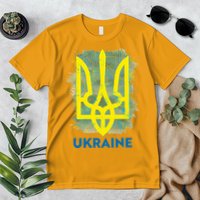Painted Distressed Pattern Ukraine Coat Of Arms Flag Premium T-Shirt