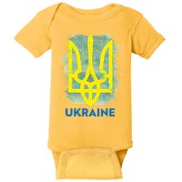 Painted Distressed Pattern Ukraine Coat Of Arms Flag Baby Bodysuit