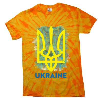 Painted Distressed Pattern Ukraine Coat Of Arms Flag Tie-Dye T-Shirt