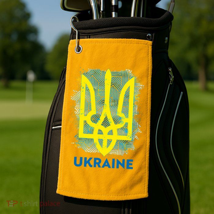 Painted Distressed Pattern Ukraine Coat Of Arms Flag Golf Towel