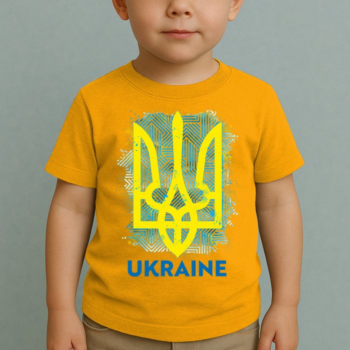 Painted Distressed Pattern Ukraine Coat Of Arms Flag Toddler T-Shirt