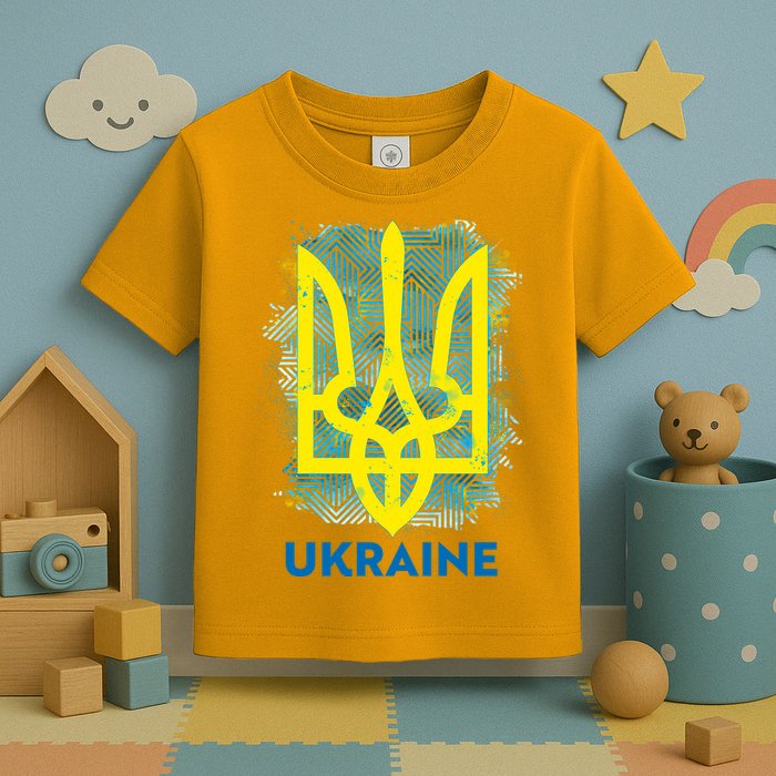 Painted Distressed Pattern Ukraine Coat Of Arms Flag Toddler T-Shirt