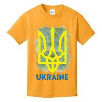 Painted Distressed Pattern Ukraine Coat Of Arms Flag Kids T-Shirt