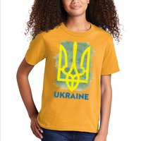Painted Distressed Pattern Ukraine Coat Of Arms Flag Kids T-Shirt
