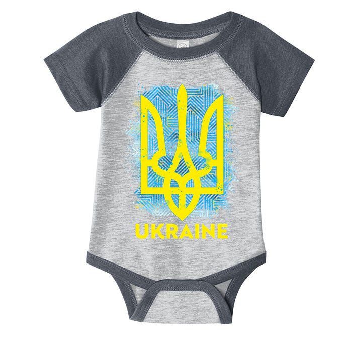 Painted Distressed Pattern Ukraine Coat Of Arms Flag Infant Baby Jersey Bodysuit