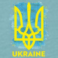 Painted Distressed Pattern Ukraine Coat Of Arms Flag Sueded Cloud Jersey T-Shirt