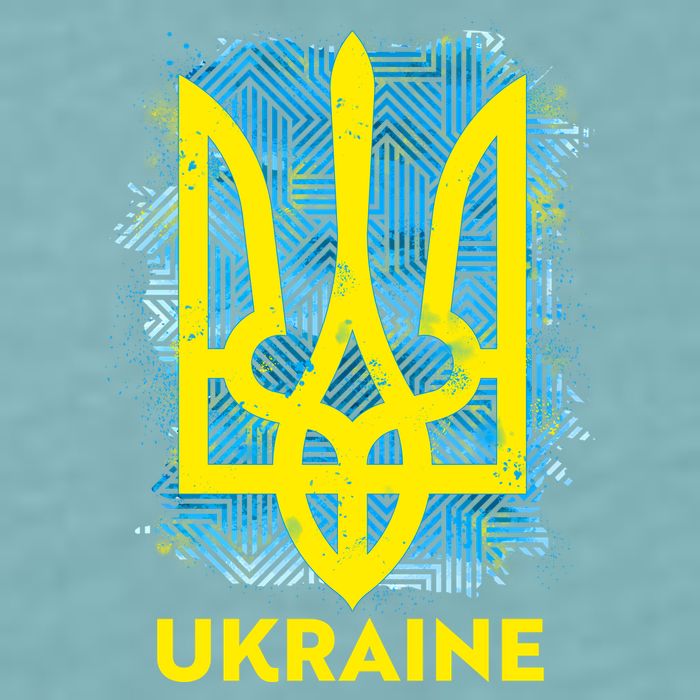 Painted Distressed Pattern Ukraine Coat Of Arms Flag Sueded Cloud Jersey T-Shirt