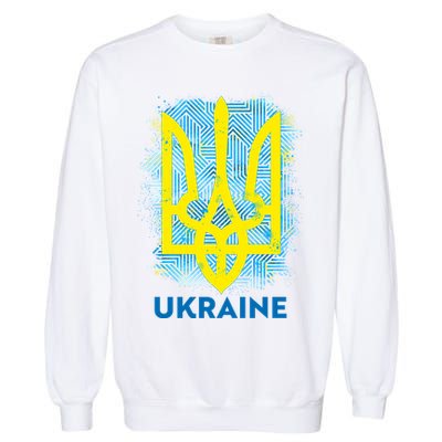 Painted Distressed Pattern Ukraine Coat Of Arms Flag Garment-Dyed Sweatshirt