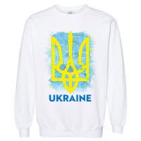 Painted Distressed Pattern Ukraine Coat Of Arms Flag Garment-Dyed Sweatshirt
