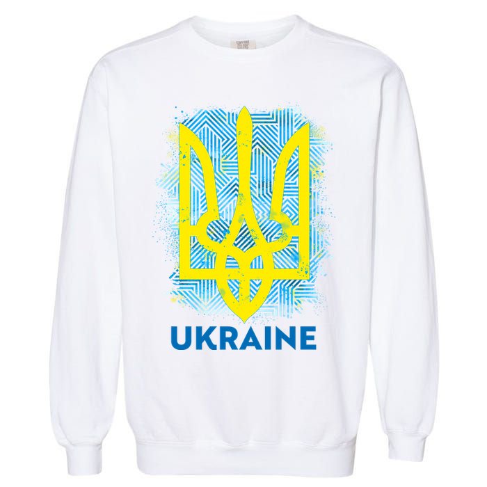 Painted Distressed Pattern Ukraine Coat Of Arms Flag Garment-Dyed Sweatshirt