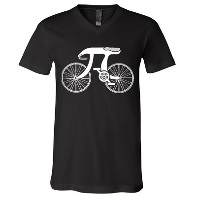 Pi Day Pi Cycle Bicycle Bike Math Symbol 3 14 Cyclist Pun V-Neck T-Shirt
