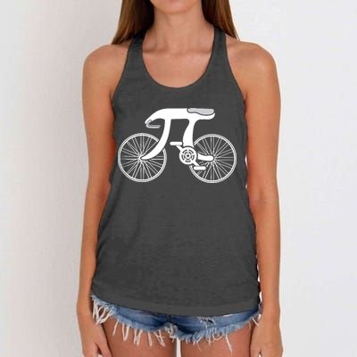 Pi Day Pi Cycle Bicycle Bike Math Symbol 3 14 Cyclist Pun Women's Knotted Racerback Tank