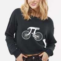Pi Day Pi Cycle Bicycle Bike Math Symbol 3 14 Cyclist Pun Cropped Pullover Crew