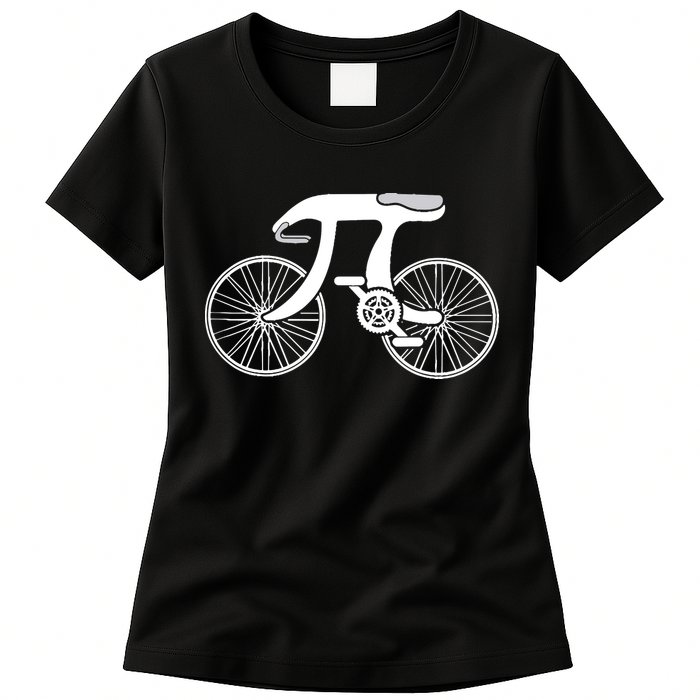 Pi Day Pi Cycle Bicycle Bike Math Symbol 3 14 Cyclist Pun Womens T-Shirt
