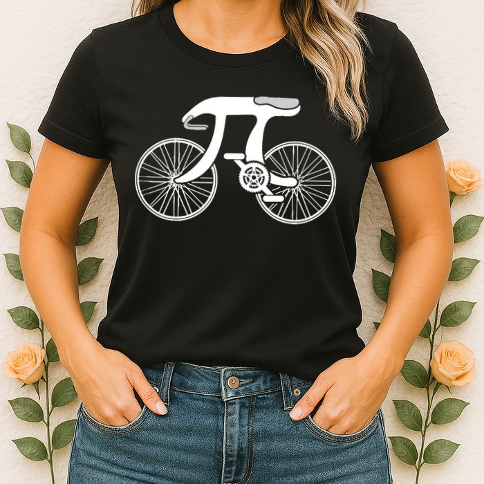 Pi Day Pi Cycle Bicycle Bike Math Symbol 3 14 Cyclist Pun Womens T-Shirt