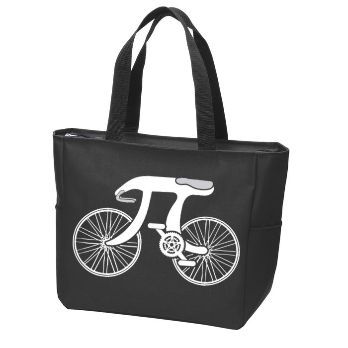 Pi Day Pi Cycle Bicycle Bike Math Symbol 3 14 Cyclist Pun Zip Tote Bag