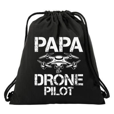 Papa Drone Pilot Drone Operator Fpv Drone Pilot Dad Gifts Drawstring Bag